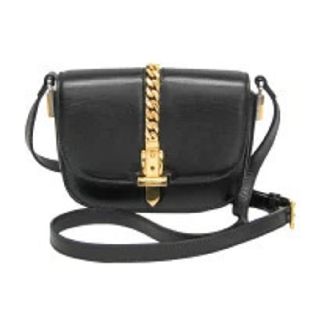 Gucci Sylvie Leather Shoulder Bag Black